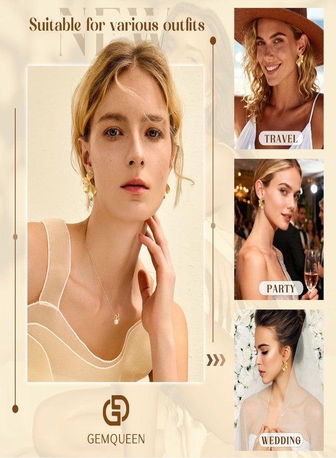 GEMQUEEN 925 Sterling Silver Post Statement Flower Earrings for Women Trendy : 14K Gold Plated Unique Dangle Earrings Hypoallergenic Stud Drop Earring Large Floral Chunky Women's Jewelry - Image 4